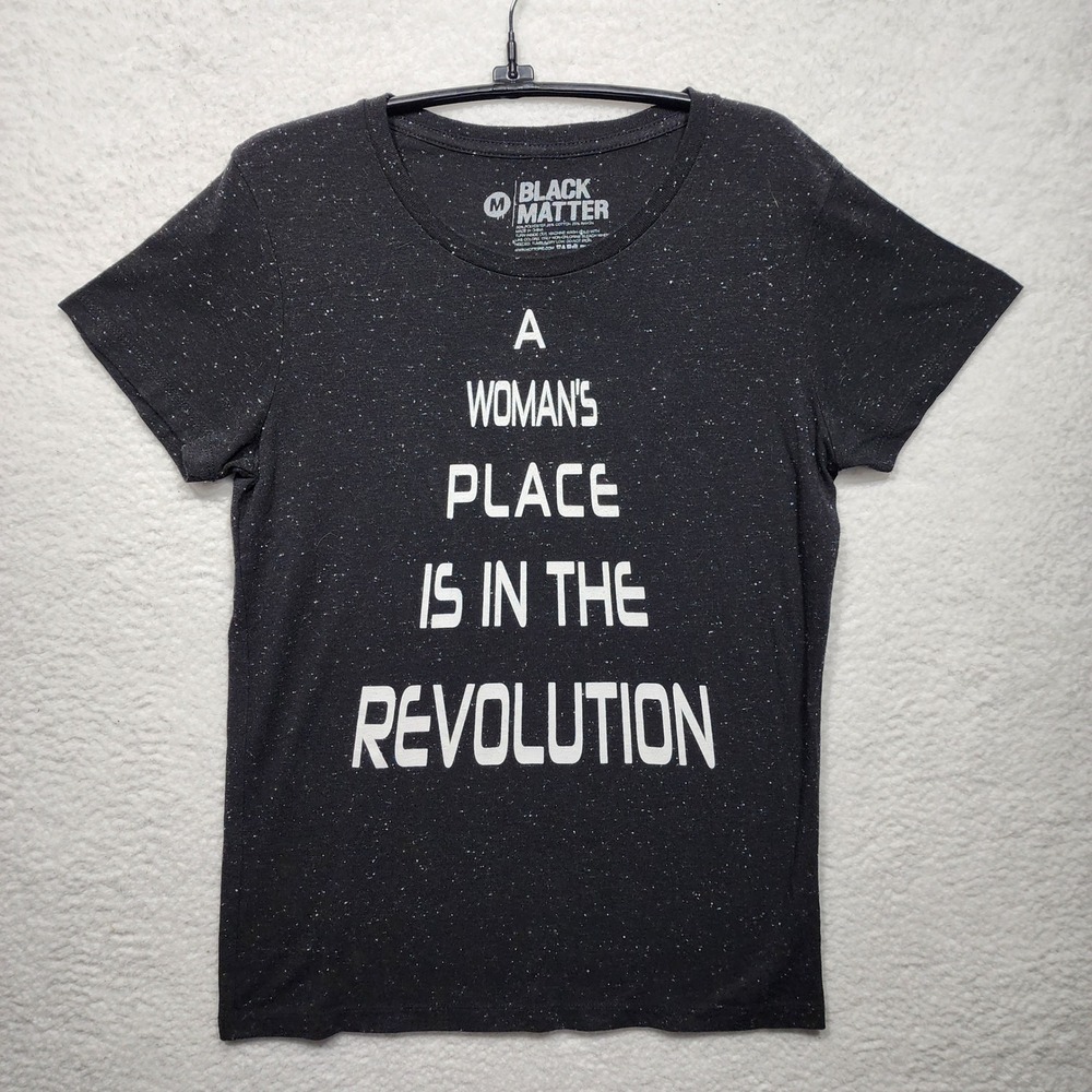 Black Matter Womens Revolution Graphic T-Shirt Charcoal Grey Size Medium